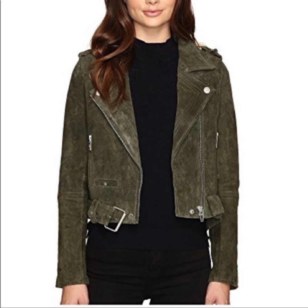 BlankNYC Herb green suede Moto jacket